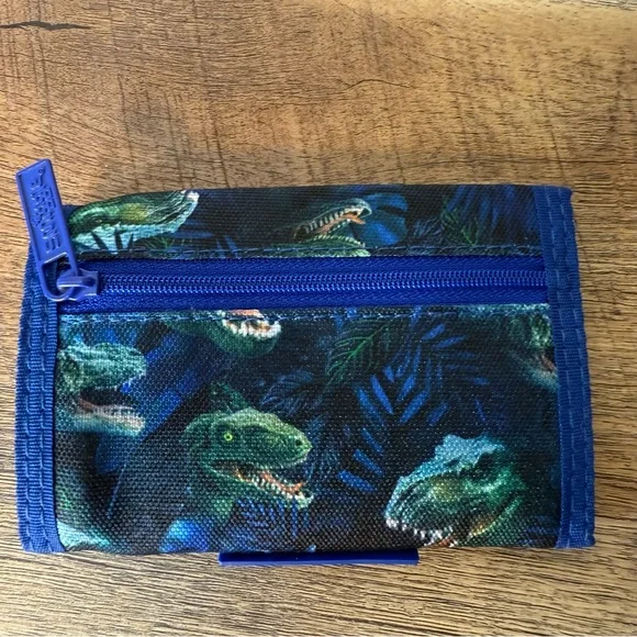 SMIGGLE Kid’s Dinosaur Trifold Wallet Velcro Blue Green - Picture 2 of 8